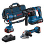 Bosch Professional Akku-Combo-Kit GSB 18V-45 + GBH 18V-22 + GWS 18V-8 mit Werkzeugtasche