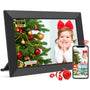 Frameo WLAN Digitaler Bilderrahmen – 10,1 Zoll HD IPS 32GB. Schwarzer, rechteckiger 10,1 Zoll HD IPS Rahmen zeigt Fotos & Videos via WLAN an.