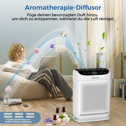 ZXBEER ZX001 HEPA-Luftreiniger für Räume bis 260 m², Weiss