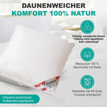 Canada Daunenkissen Plus – Medium 800g, canadische Daunen