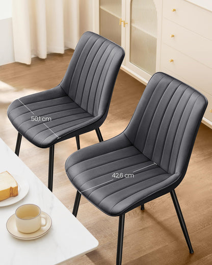 SONGMICS Esszimmerstuhl 2er Set LDC090G05 - Samt Grau-Tintenschwarz