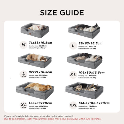 BEDSURE Orthopädisches Hundebett für grosse Hunde - Grau 97x71 cm