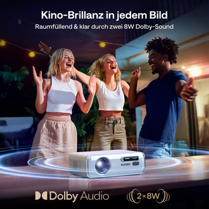 Aurzen Eazze D1G Smart Beamer Full HD mit Google TV, Weiss