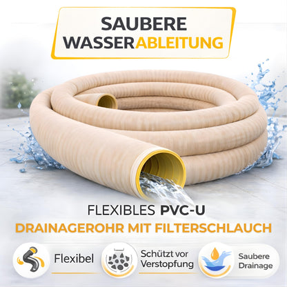 Doubleyou Geovlies & Baustoffe Drainagerohr DN50 10 m mit Filtervlies