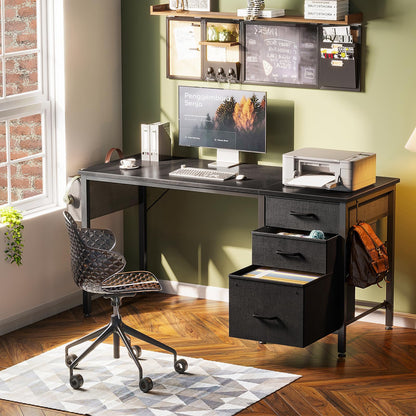 Coleshome Computertisch 120x48cm mit 3 Schubladen - Schwarz