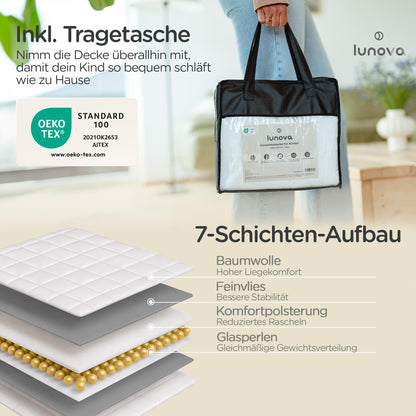 LUNOVA Gewichtsdecke Kinder 4 kg, 135 x 200 cm, Baumwolle