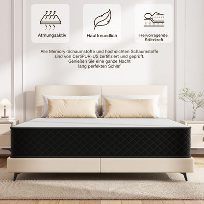 Matoresu Taschenfederkernmatratze 140x200 cm H4 mit Memory Foam