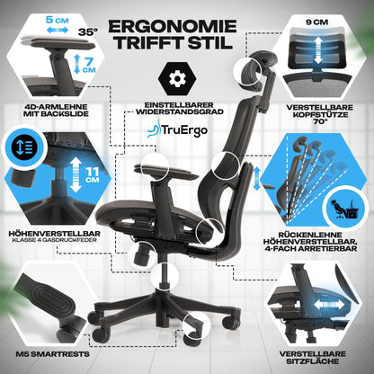 VALKENSTOL M5 Ergonomischer Bürostuhl - Mesh Sitz Testsieger