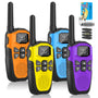NXGKET Walkie Talkie 4er Set, aufladbar mit Akku und Taschenlampe, LCD-Display mit Hintergrundbeleuchtung