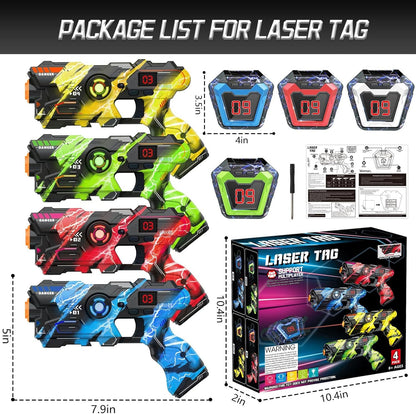 Kukiwhy Lasertag Set, 4 Pistolen & 4 LED-Westen mit Sprühfunktion