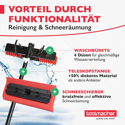 toolmacher Teleskop Waschbürste 6m - Photovoltaik Schneeschieber