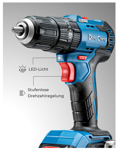 Dong Cheng Akku-Schlagbohrschrauber-Set 18V 50Nm bürstenlos