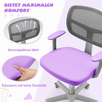 COSTWAY Jugendstuhl Drehbar Höhenverstellbar - Violett