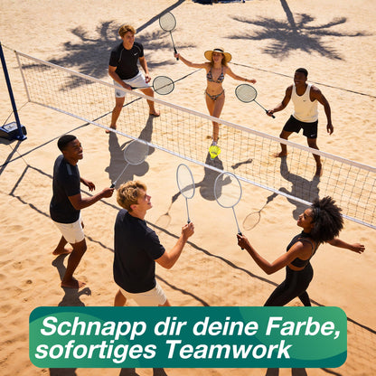 AboveGenius Badmintonschläger 6er Set AG-6BR mit 6 Nylon-Federbällen