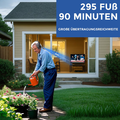 LETSACTIV TH15-A Funkkopfhörer Over-Ear mit TV-Sender, Holzkohle