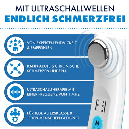 Sanicur Ultraschall-Schmerztherapiegerät mit Ultraschallgel, 3 Stufen