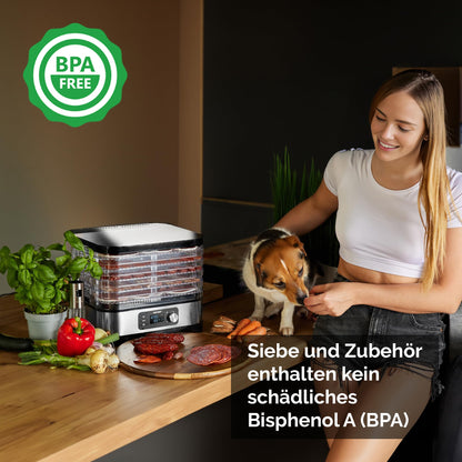 Yoer VitaSave FD01S Lebensmittel-Dörrautomat Edelstahl 6 Fächer