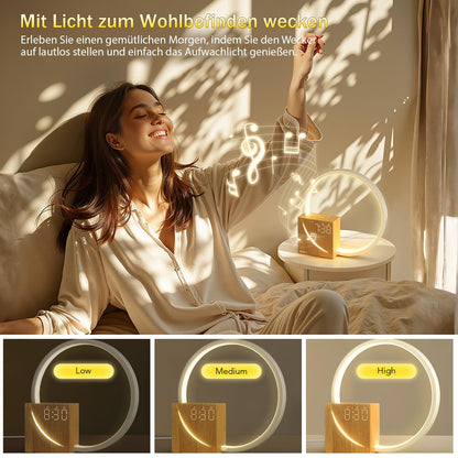blonbar Nachttischlampe AJ300 mit Lichtwecker und USB-Ladefunktion