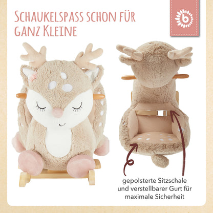 Bieco Plüsch Schaukeltier REH Holz Schaukelstuhl - 60 cm