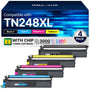 TN248XL Toner (4er-Pack): Vier schwarze, rechteckige Tonerpatronen. Für klaren Laserdruck in kompatiblen Brother Geräten.