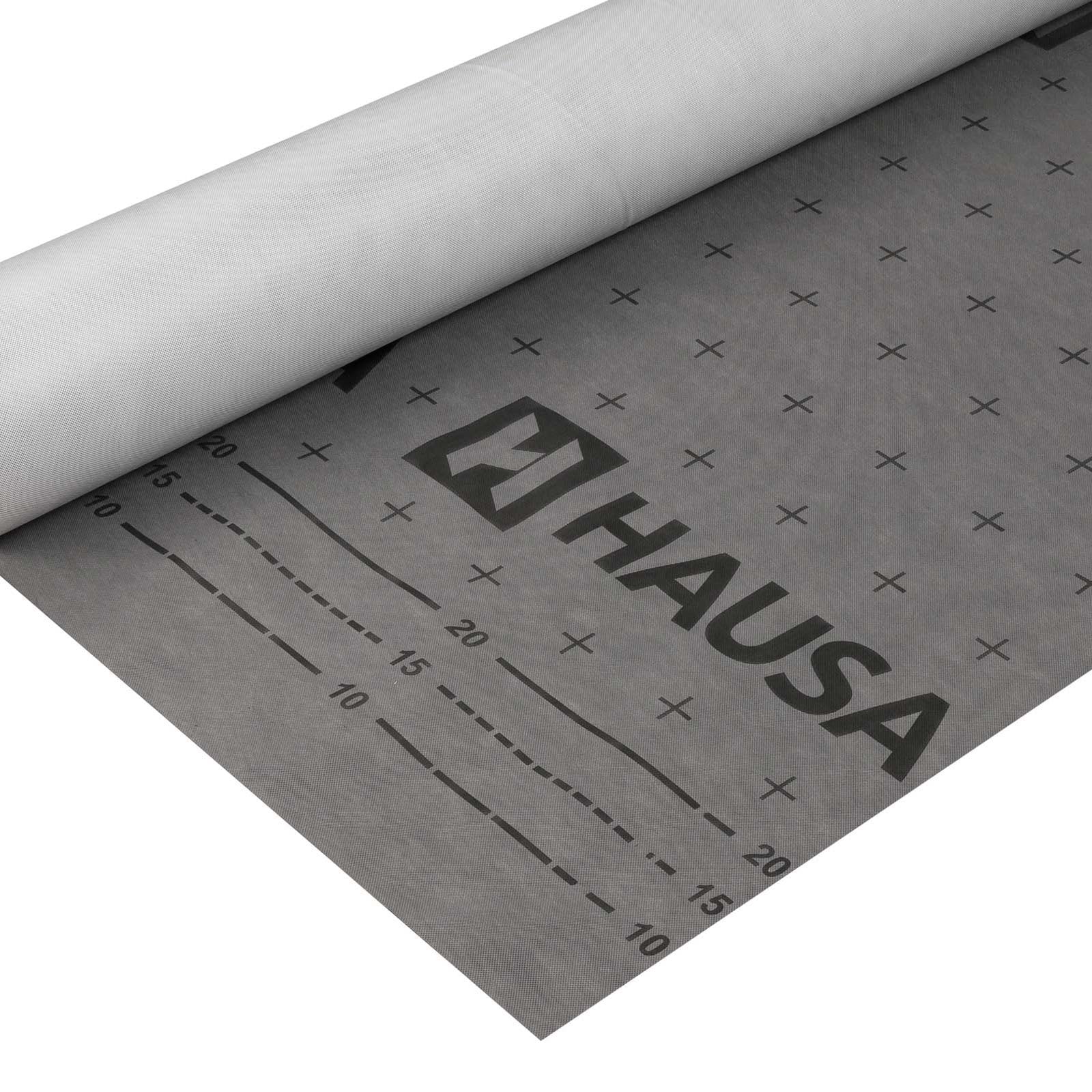 HAUSA Classic HU100 Unterspannbahn - 100g/m² 1.5x50m. Diffusionsoffene, graue Bahn für feuchteresistenten Dachaufbau.