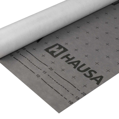 HAUSA Classic HU100 Unterspannbahn - 100g/m² 1.5x50m. Diffusionsoffene, graue Bahn für feuchteresistenten Dachaufbau.