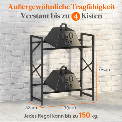 Lifewit Getränkekistenregal aus Metall für 4 Kisten, 300 kg, Schwarz