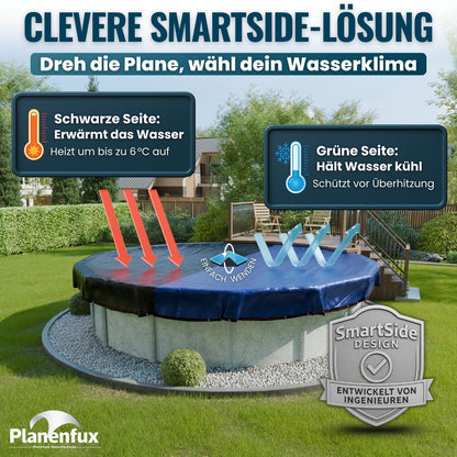 Planenfux® Poolabdeckung rund Ø 450 cm - 2-in-1 Solarplane