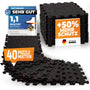 NEOLYMP Fitness Bodenschutz Puzzlematte – 40 Stk. extra dick. Schwarze, ineinandergreifende EVA-Matten schützen Böden vor Trainingsgeräten und Stößen.