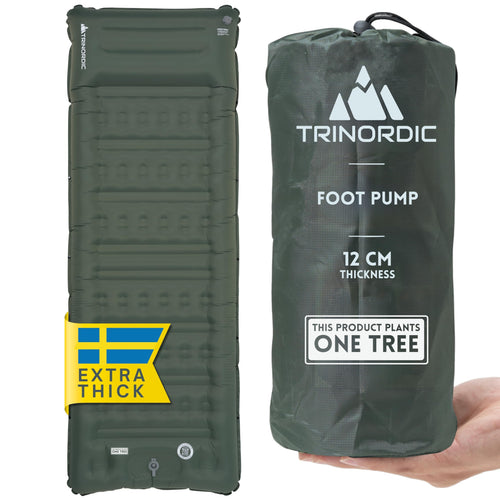 Trinordic Extradicke Isomatte – 12cm, 70cm Breit, Fusspumpe. Rechteckige Schlafmatte für Isolation & Schlafkomfort beim Camping.