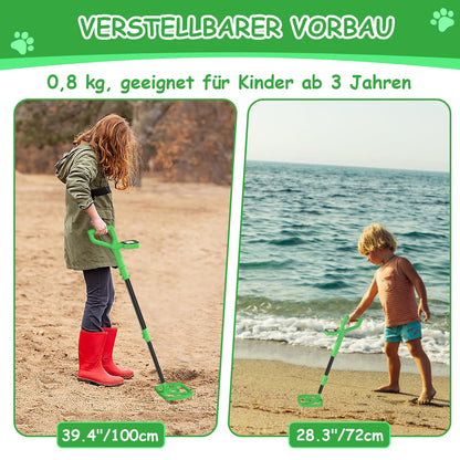 OMMO Metalldetektor für Kinder MD3009, USB-wiederaufladbar, Grün