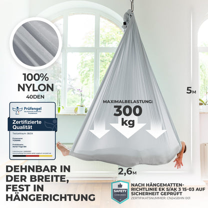Yosana Hängematte Nylon Komplettset 5m - Silbergrau