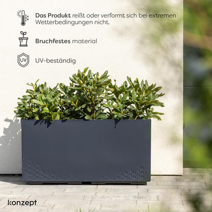 KONZEPT Pflanzkübel rechteckig 80x40x40 cm mit Rollen, anthrazit