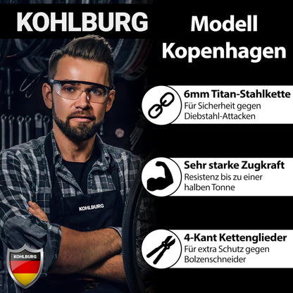 KOHLBURG Kopenhagen Kettenschloss Fahrrad, 103 cm, Titan-Stahl