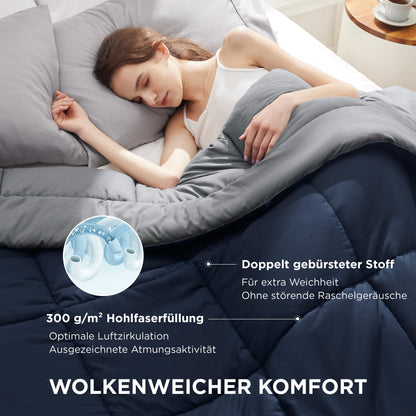 BEDSURE Ganzjahresdecke 155x220 cm für Allergiker, Blau/Grau