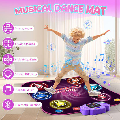 Dhapy Tanzmatte für Kinder mit Bluetooth und LED, 6 Modi, DM01