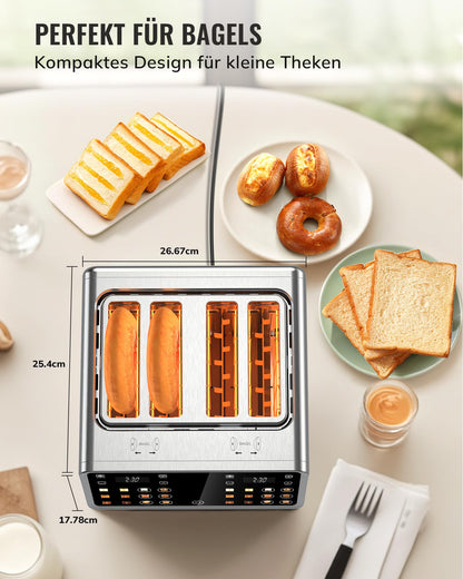 Keenstone Toaster 4 Scheiben mit Touchscreen, Edelstahl, TAC1001-CB