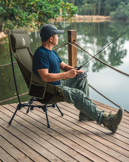 OneTigris DRAGONHIDE Campingstuhl Hochlehner faltbar Ranger Grün