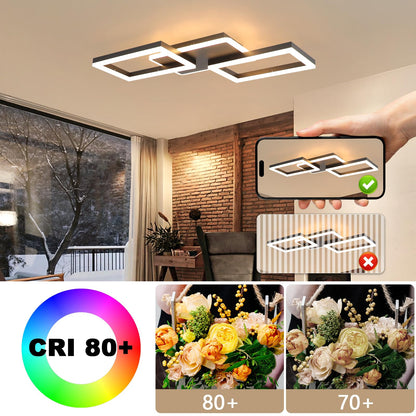 ZMH LED Deckenleuchte - 48W Dimmbar Schwarz mit Fernbedienung