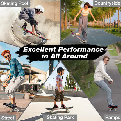 BELEEV Skateboard Cruiser 31x8 Zoll Ahorn Double Kick, Graffiti