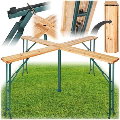 tectake® Stehtisch Quattro XXL Klapptisch - Holz outdoor. Hoher, klappbarer Holztisch, rechteckig. Ideal für Outdoor-Events.