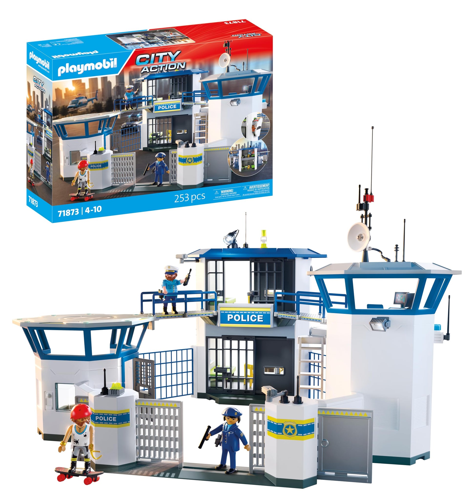 PLAYMOBIL Action Heroes Polizei-Kommandozentrale - 71873: Blau-weißes Kunststoff-Spielset. Dient als Spielwelt für realistische Polizeieinsatz-Szenarien.