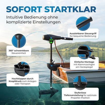 Miganeo Elektro-Aussenborder TRS 62 lbs Bootsmotor, 696 W, 12 V