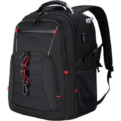 KROSER Laptop Reiserucksack – 18.4 Zoll wasserdicht schwarz. Rechteckiger schwarzer Rucksack zum Schutz und Transport von Laptops bis 18.4 Zoll auf Reisen.
