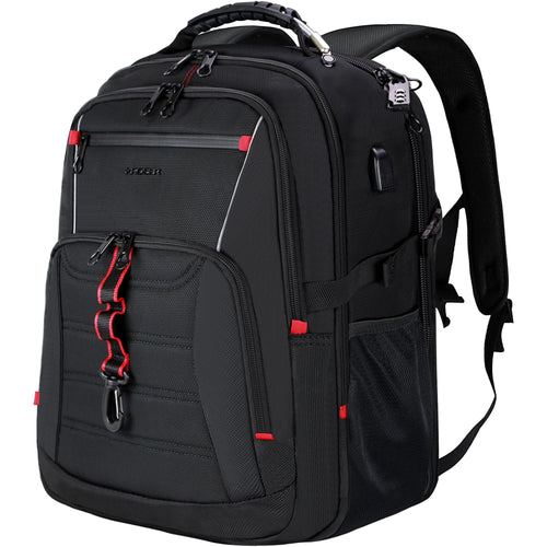 KROSER Laptop Reiserucksack – 18.4 Zoll wasserdicht schwarz. Rechteckiger schwarzer Rucksack zum Schutz und Transport von Laptops bis 18.4 Zoll auf Reisen.