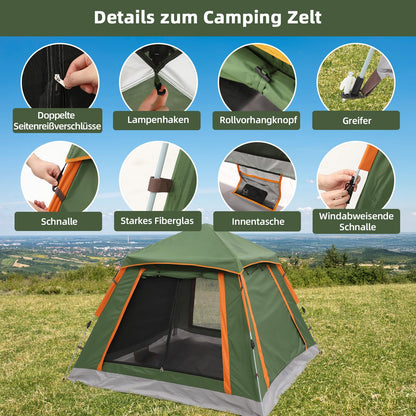 HAUSPROFI Pop Up Campingzelt - 2-3 Personen Automatik