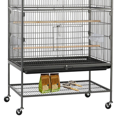 Yaheetech Vogelvoliere mit Rollen & Schmutzwanne - 52x79x132 cm