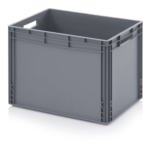 Auer Packaging Eurobehälter 60x40x42 cm, 86 l, silbergrau – stapelbare Lagerbox aus PP mit offenen Griffen