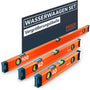 Presch Präzisions-Wasserwaagen Set 3tlg. – 40, 60, 100 cm. Drei silberne Aluminiumprofile mit Libellen zum Nivellieren von Horizontalen und Vertikalen.