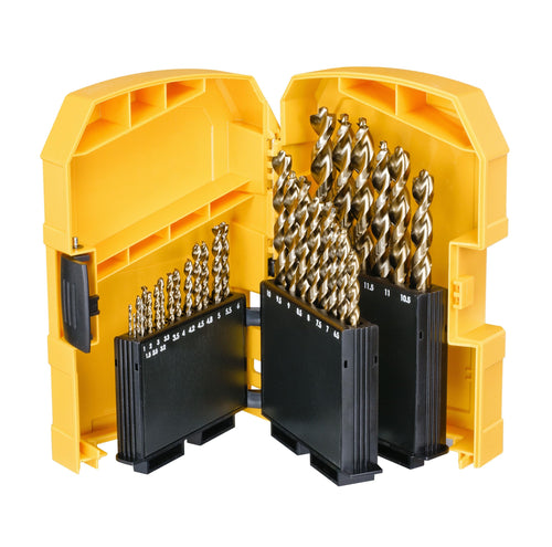 DEWALT EXTREME 2 HSS-G Metallbohrer-Set - 29-tlg. DT7926-XJ. Silbergraue Spiralbohrer in einer DEWALT-Box zum präzisen Bohren in Metall.